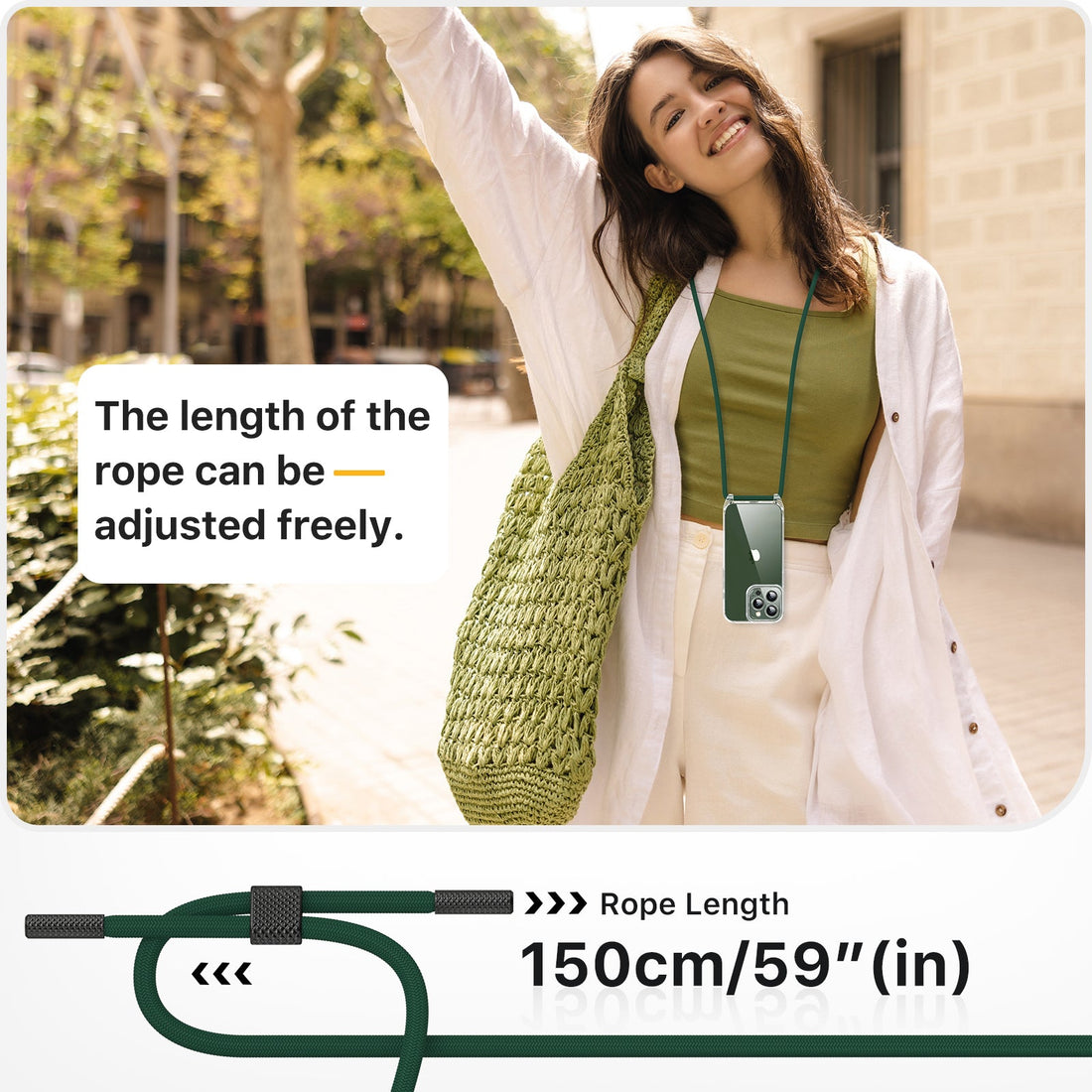 3 in 1 Transparent Case with Lanyard for iPhone 13 Pro Max 6.7", with 2 pieces of Protective Film | 360° Protection- Camera and Screen