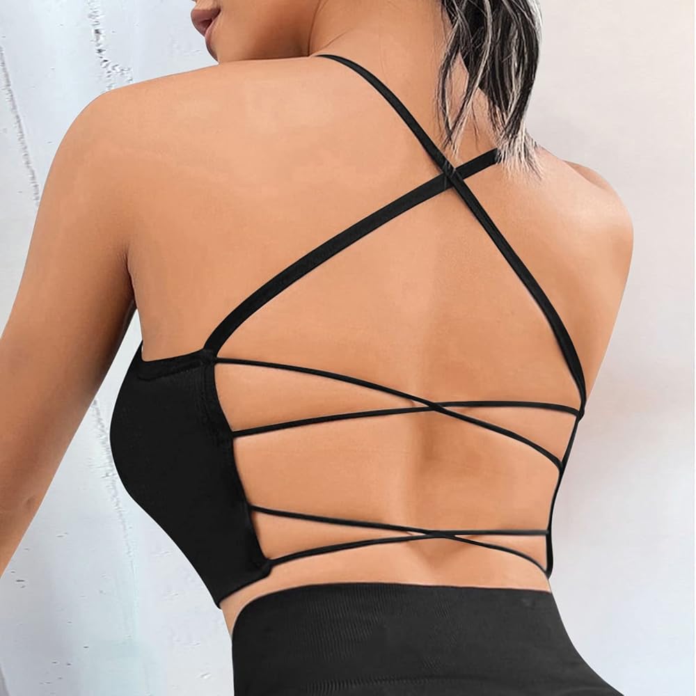 Women’s Criss-Cross Back Sports Bra - 2 PCS