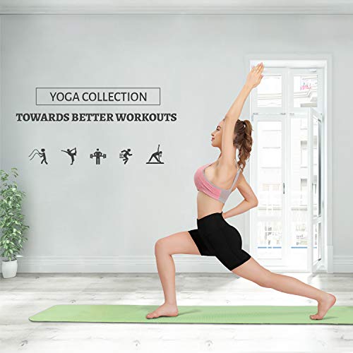 Women’s High Waist Black Yoga Shorts – Compression Fit, Side Pockets, Workout & Running Activewear