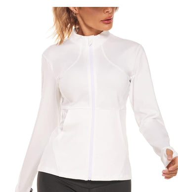 COOrun Women's Running Jackets Slim Fit Workout Jacket Zip Up Running Track Jacket with Thumb Holes