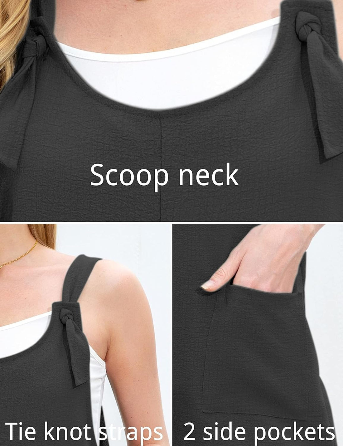 Women’s Casual Spaghetti Strap Jumpsuit Sleeveless V Neck Wide Leg Romper Overalls