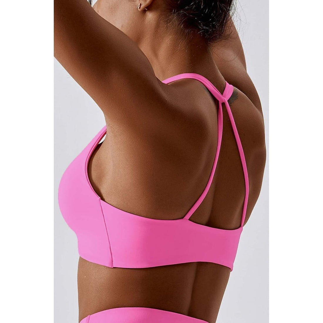 Womens Sports Bra V Neck Cross Back Padded Sports Vest Low Impact Gym Yoga Bra, S