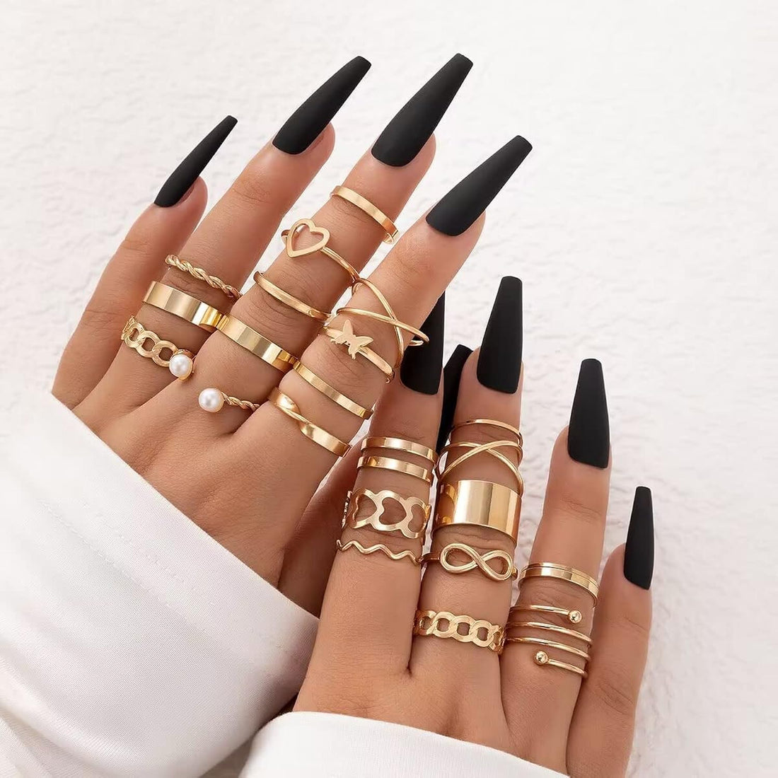 23 Pieces Finger Rings Set for Women, Vintage Gold Knuckle Boho Rings Set, 23 Pieces Stackable Dainty Elegant Minimalist Design Rings Gifts for Teen Girls