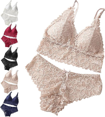 Women's 3-Pack Floral Lace Bralette and Panty Set