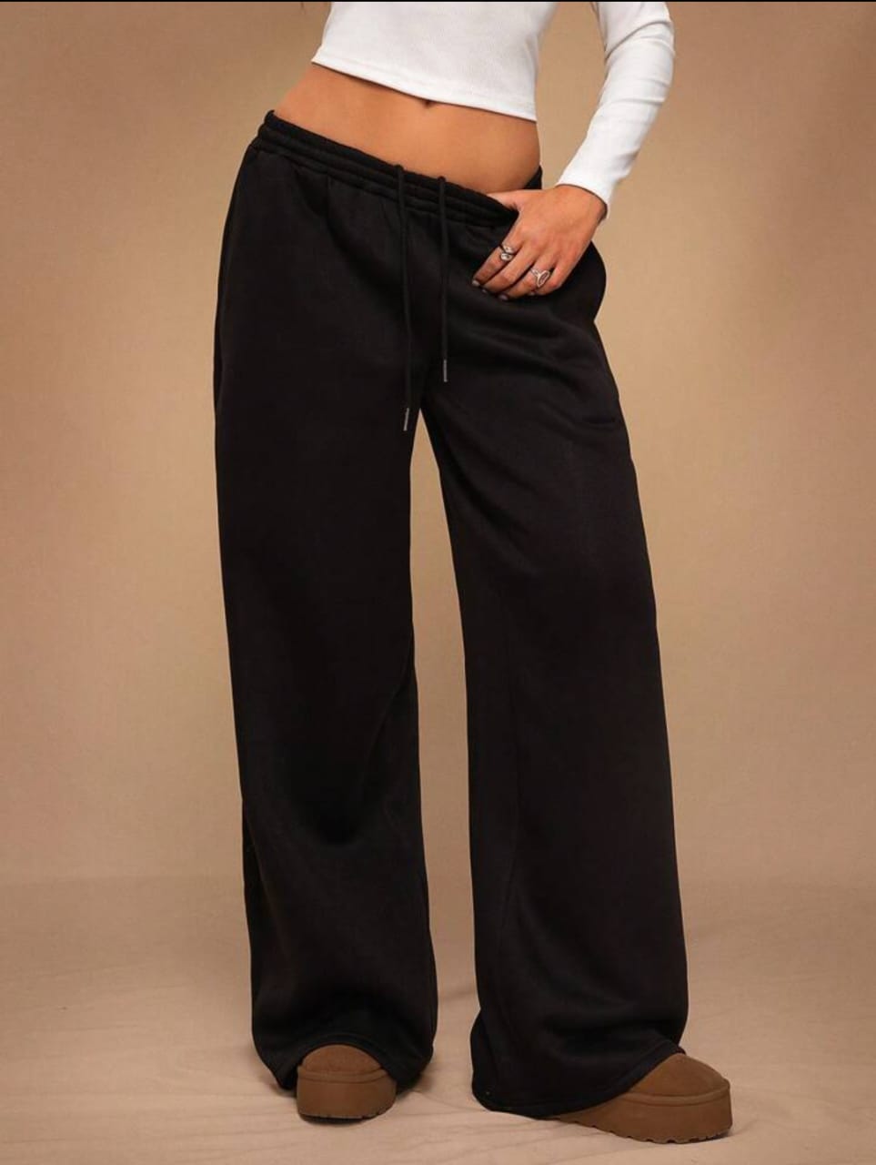 Women's Thermal Lined High Waist Wide Leg Sweatpants – Casual Winter Loungewear