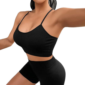 Women’s Criss-Cross Back Sports Bra - 2 PCS