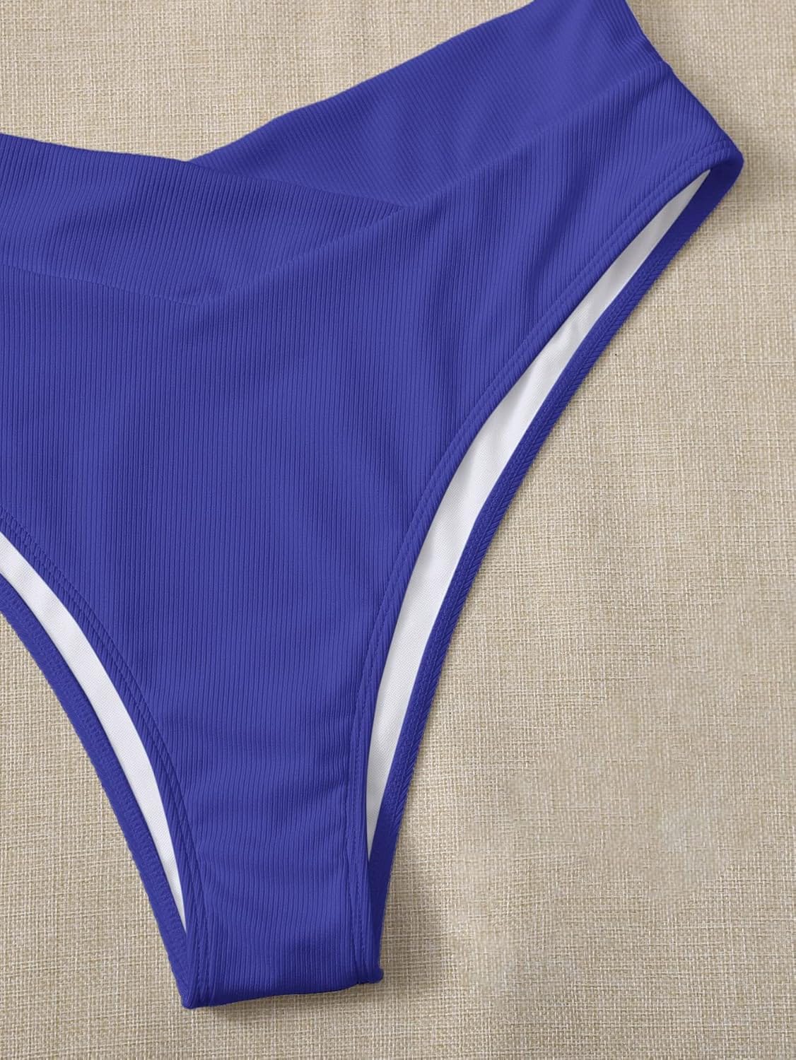 Plus Size High Waisted Ribbed Panty Bottom – Soft Stretch, Full Coverage, Solid Blue
