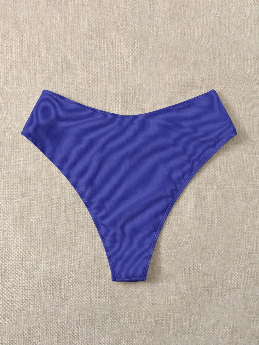 Plus Size High Waisted Ribbed Panty Bottom – Soft Stretch, Full Coverage, Solid Blue