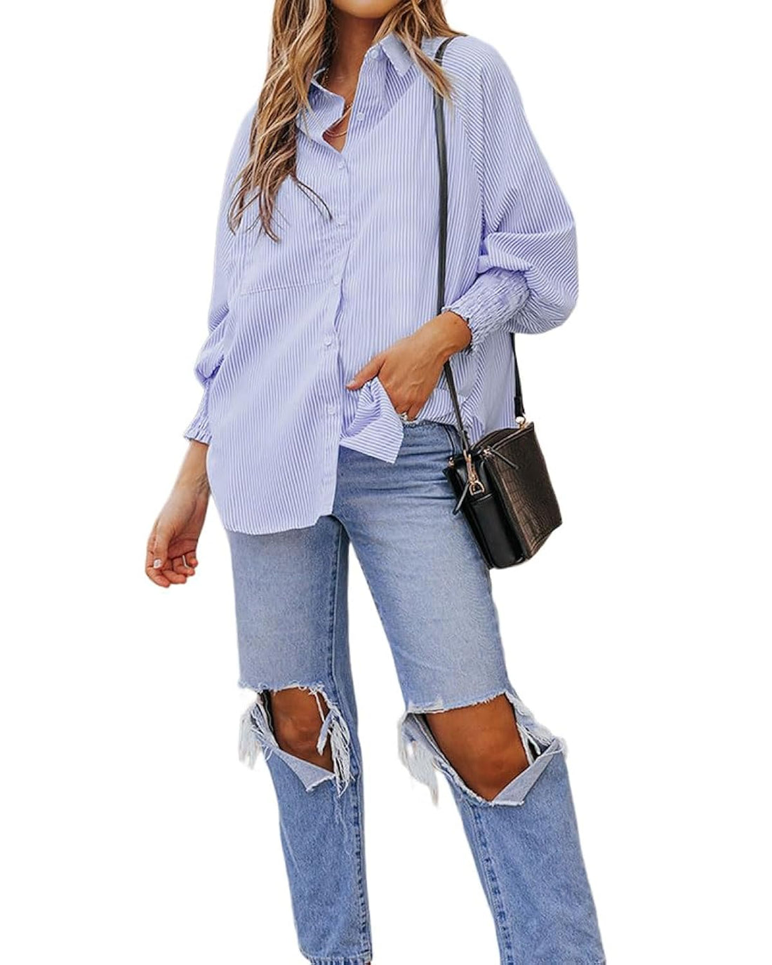 Women solid light blue/lavender colored shirt