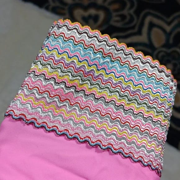 Pink Bikini Bottom with Rainbow Elastic Waist