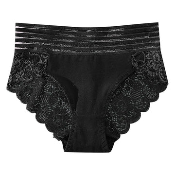 2 pieces black and pink, Womens Underwear Cotton High Waist Soft Lace Breathable Stretchy Briefs Comfortable Panties For Ladies Pussycat