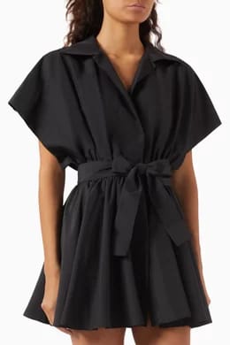 women black Shirt Flared Mini Dress in Poly-habotai 1XL