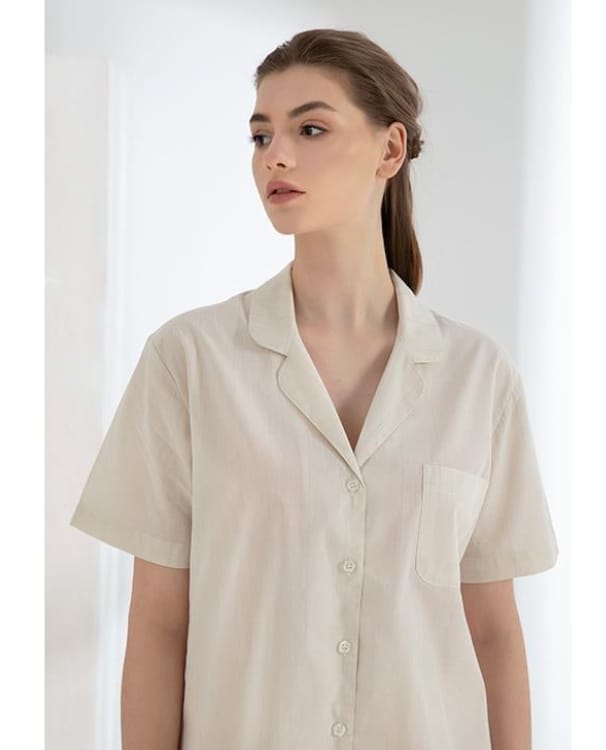 Shine Cotton Women Night Robe Off White ,M