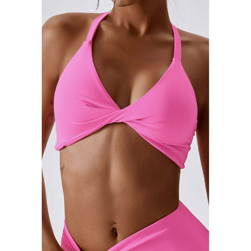 Womens Sports Bra V Neck Cross Back Padded Sports Vest Low Impact Gym Yoga Bra, S