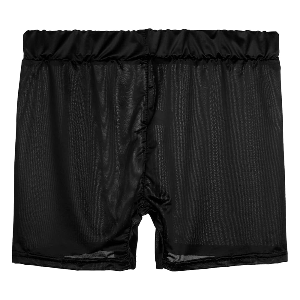 Women's Sheer Mesh Boxer Briefs Low Rise Seamless Yoga Shorts black XL